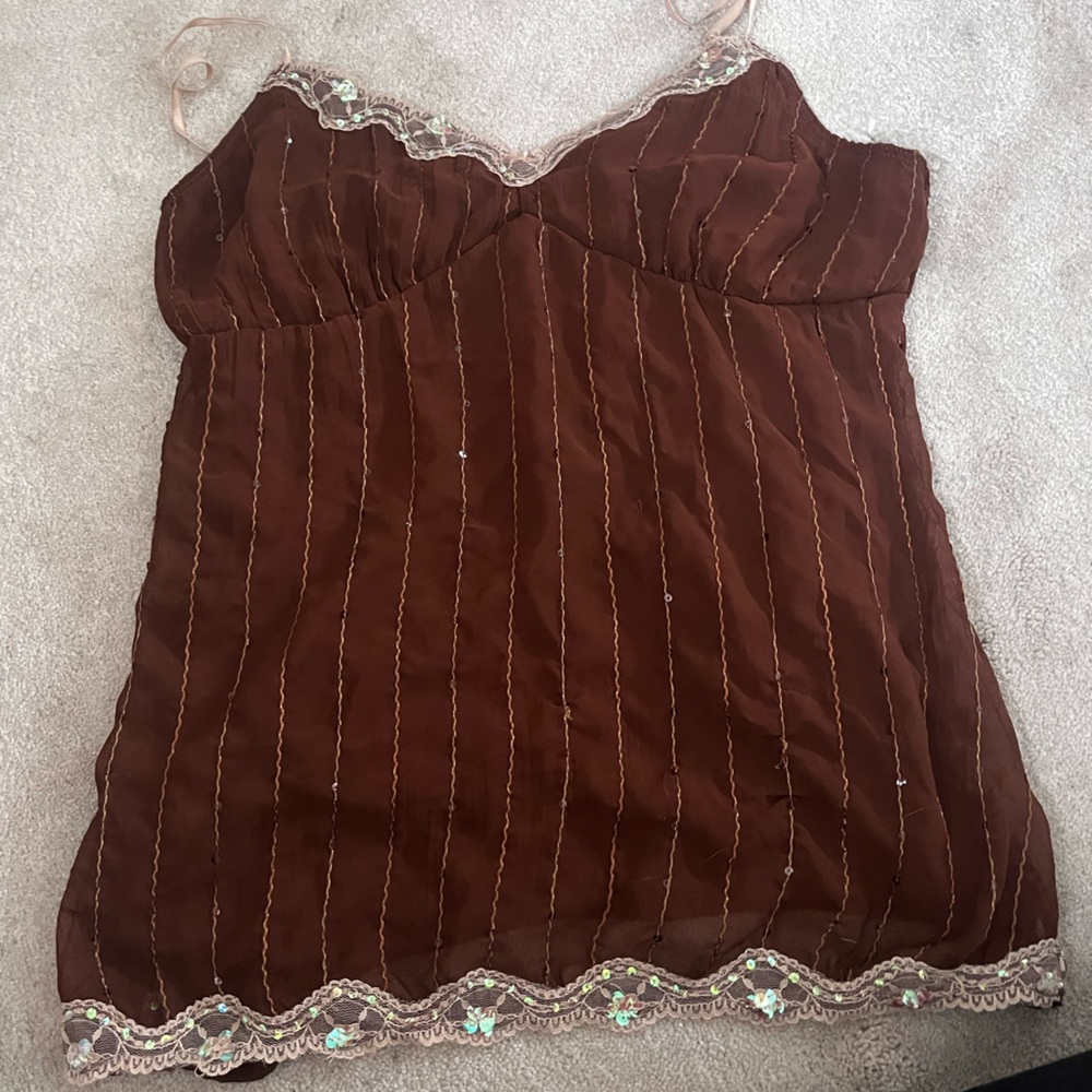 No Boundaries Chocolate Brown Camisole with Lace